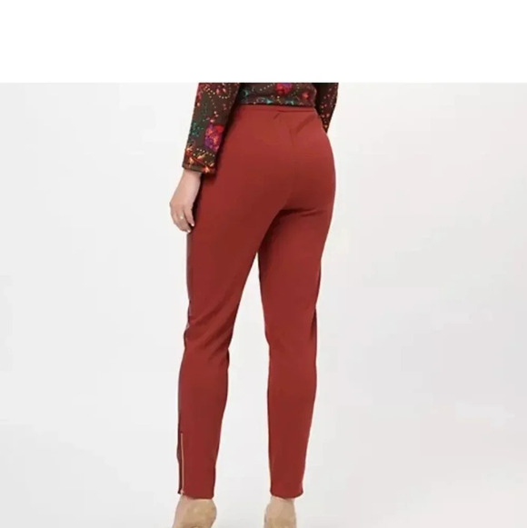 Jason Wu faux leather burnt orange pull-on pants women's size Medium sli… - Picture 2 of 11